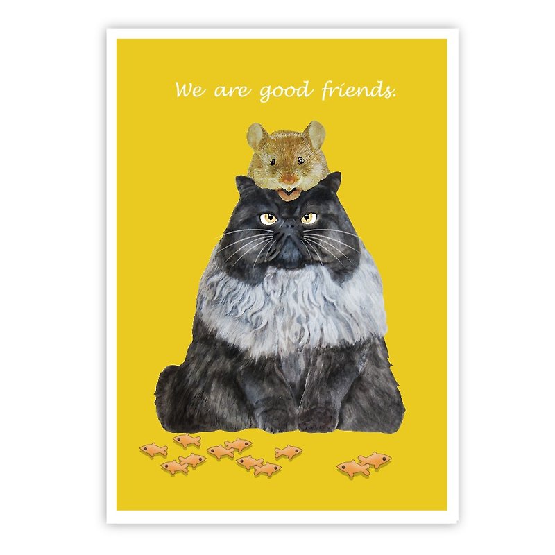 HACHOO--鼠鼠与阿肥 We are good friends - 卡片/明信片 - 纸 