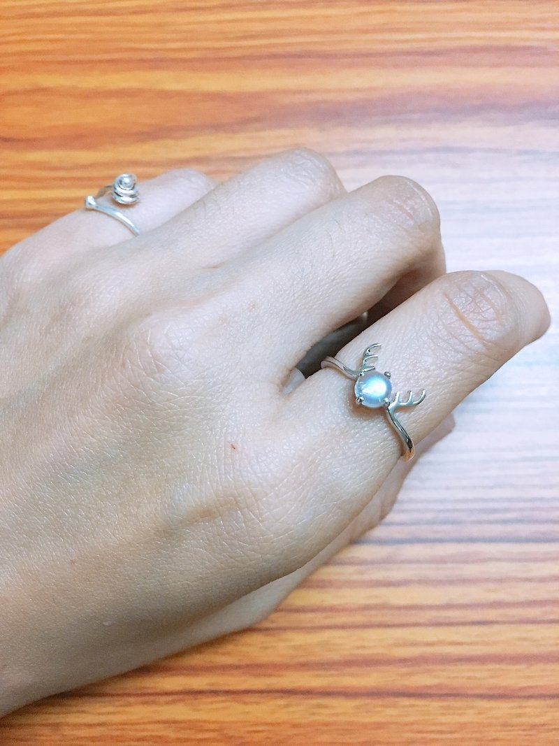 月光石 戒指 尼泊尔 手工制 925纯银 - 戒指 - 半宝石 