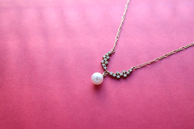 小情话-锆石 珍珠项链 - 项链 - 铜/黄铜 金色