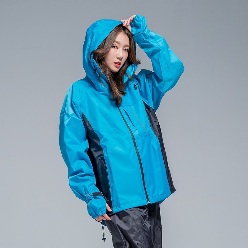 玩酷迷彩两件式风雨衣-湖蓝 - 雨伞/雨衣 - 防水材质 蓝色