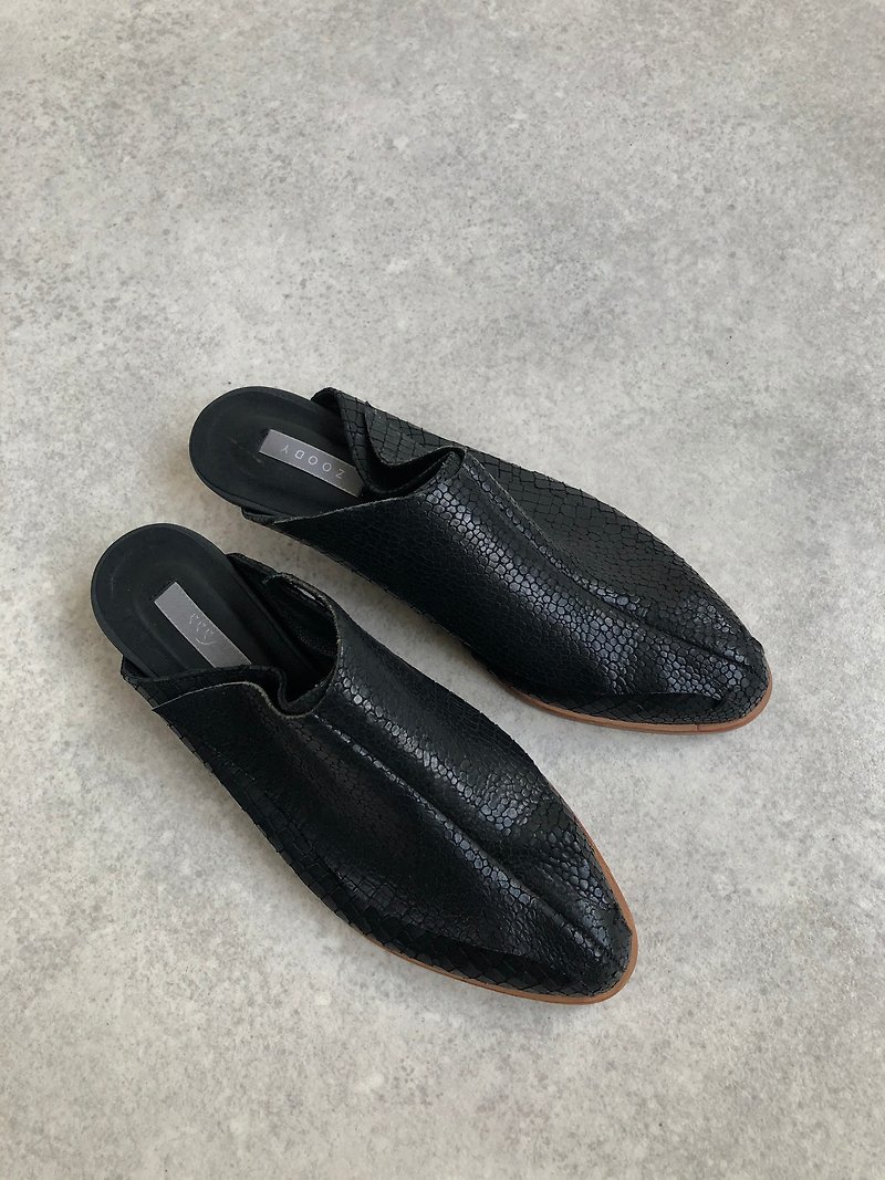 【蜕变 Sale】样品鞋 / 荷 / #37 - 拖鞋 - 真皮 黑色