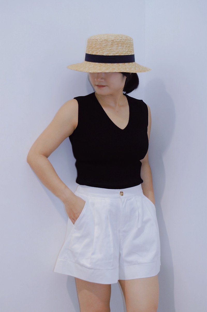 Flat 135 X 台湾设计师系列 冰丝凉感无袖针织上衣 弹性针织 - 女装上衣 - 棉．麻 白色