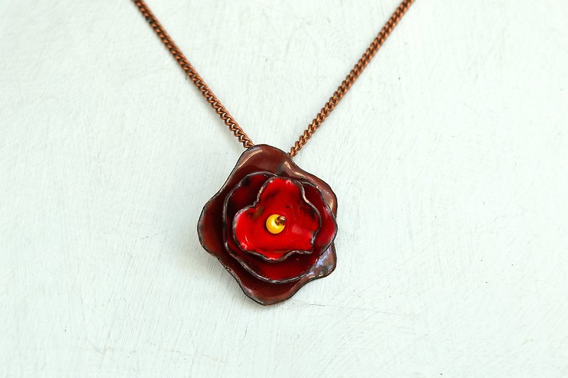 Rose, Jewelry, Necklace, Enamel, Flower, Rose Necklace, Rose Jewelry, Flower - 项链 - 珐琅 红色