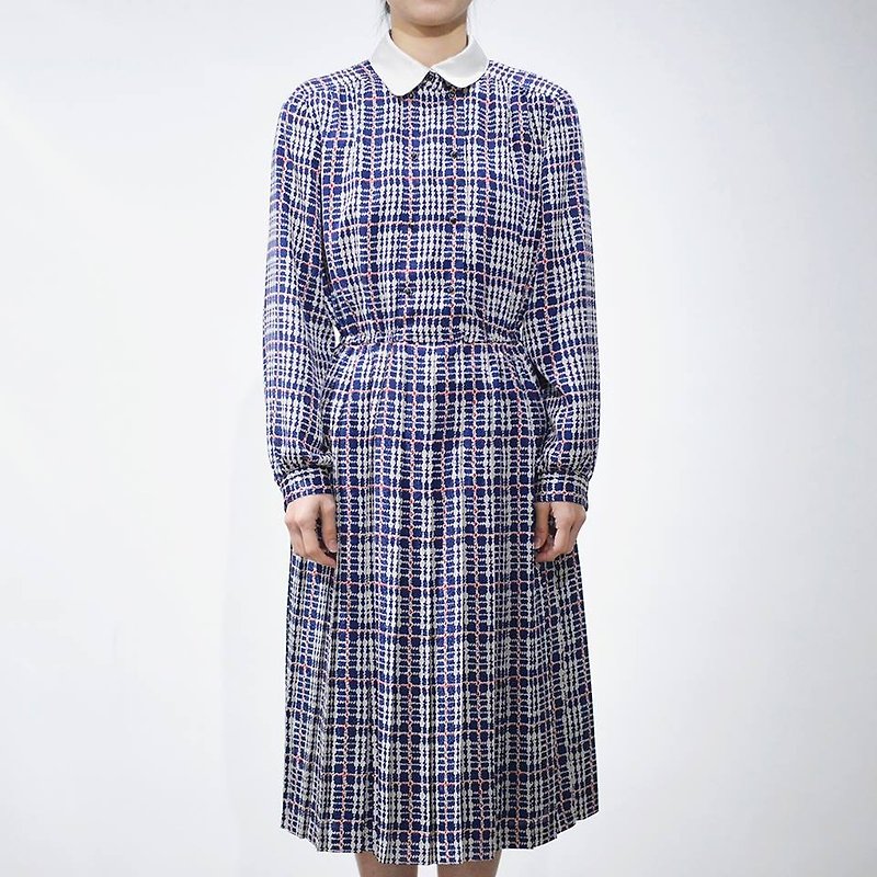 Vintage dress 日本古着洋装 - 洋装/连衣裙 - 聚酯纤维 蓝色