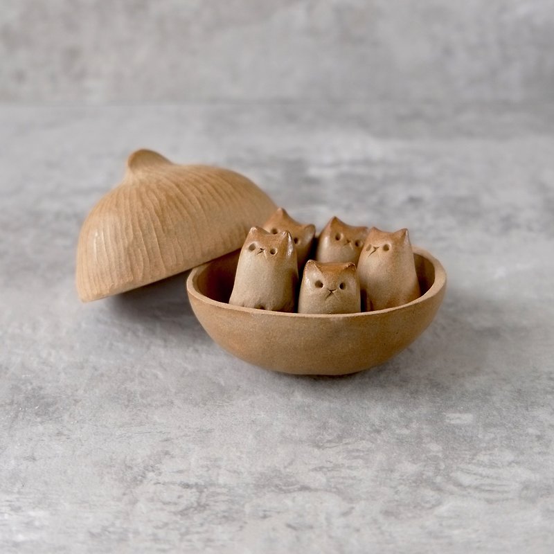 酣甜陶瓷和平猫 - 花瓶/陶器 - 陶 咖啡色