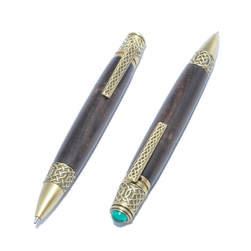 【受注製作】木製の回転式ボールペン ブラックウッド 真鍮のメッキ - 其他书写用品 - 木头 黑色