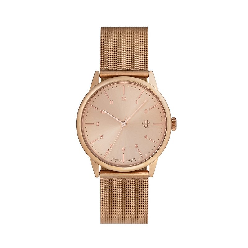 瑞典品牌 - Rawiya系列 玫瑰金表盘 - 玫瑰金米兰带可调式 手表 - 男表/中性表 - 不锈钢 粉红色
