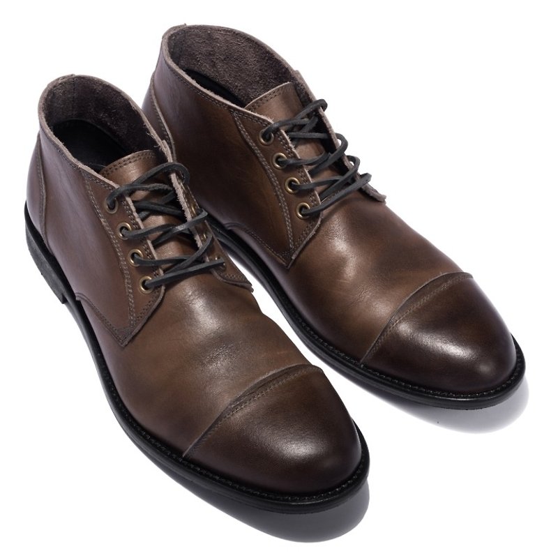 ARGIS 经典款绅士中筒德比皮鞋 #12103铁灰 -日本手工制 - 男款皮鞋 - 真皮 灰色