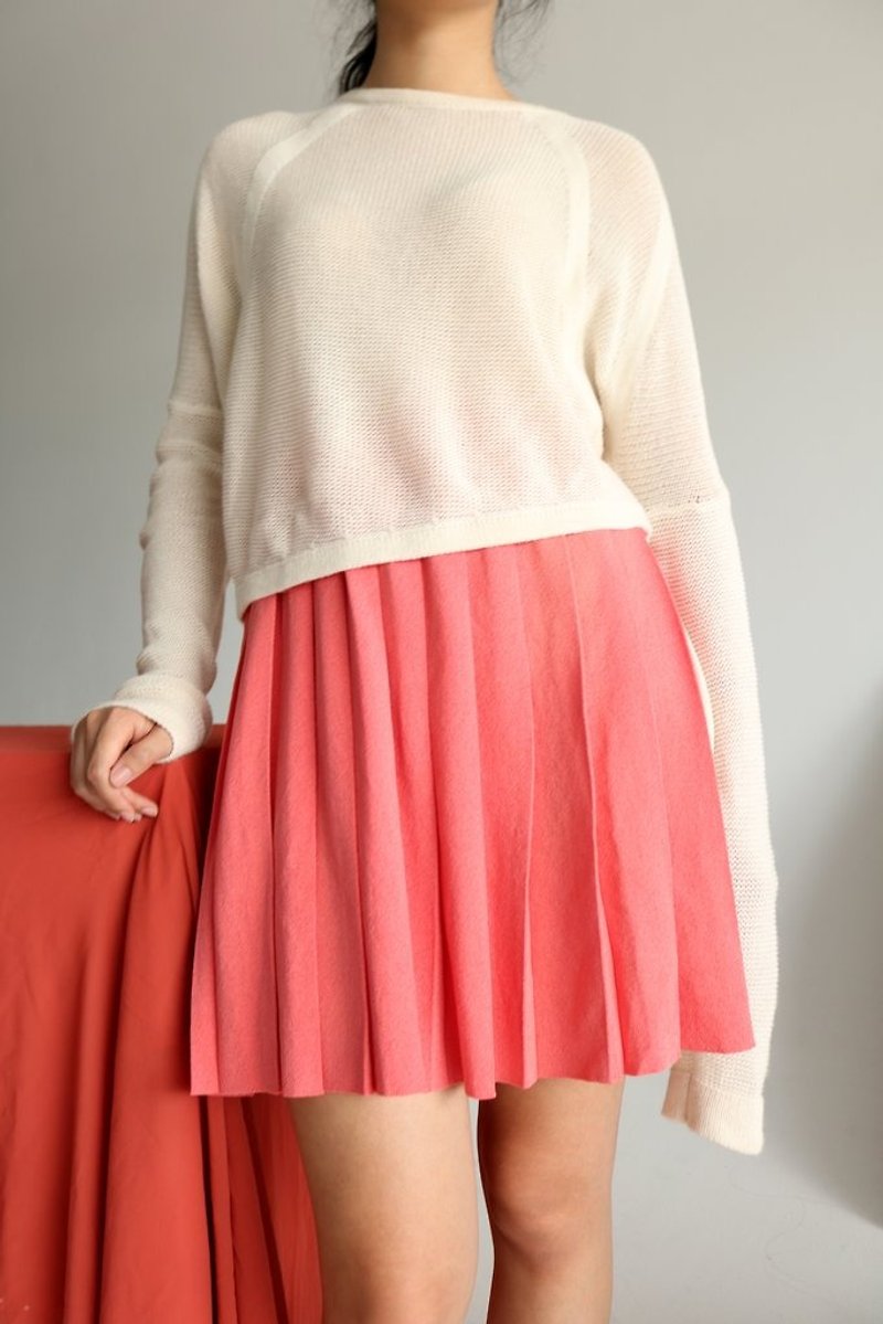 Trios Skirt {Vintage} 古着粉红泡泡百折迷你裙 - 裙子 - 聚酯纤维 粉红色