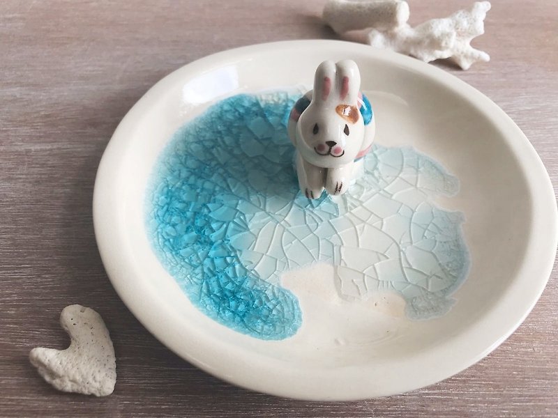桌上风景 游泳小兔陶瓷饰物碟 - 收纳用品 - 瓷 蓝色