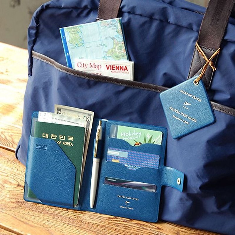 PLEPIC-旅程启航皮革护照套-海军蓝,PPC93037 - 护照夹/护照套 - 人造皮革 蓝色