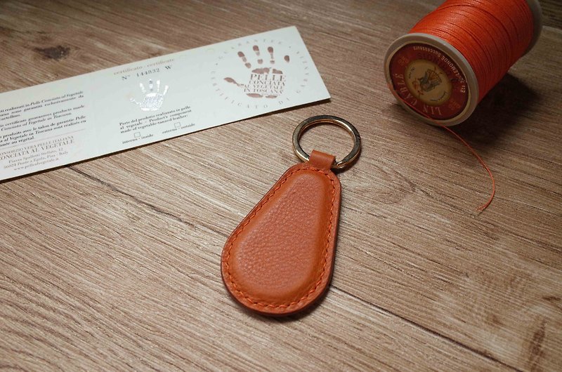 造型悠游卡 晶片吊饰－钥匙圈B款－橙咖 - 钥匙链/钥匙包 - 真皮 橘色