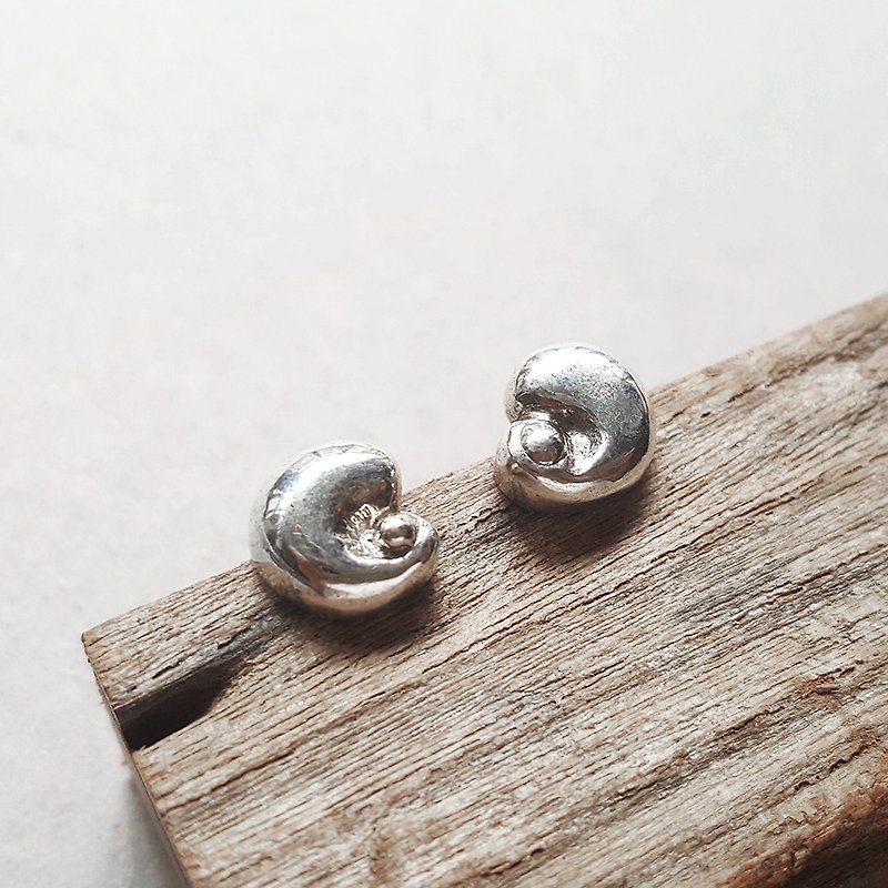 螺旋 银耳环/银耳针 - 耳环/耳夹 - 纯银 银色