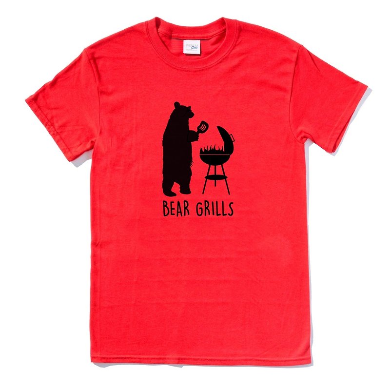 熊熊烤肉 现货 短袖T恤 红色 露营 动物 趣味 野外 bear 礼物 - 女装 T 恤 - 棉．麻 红色