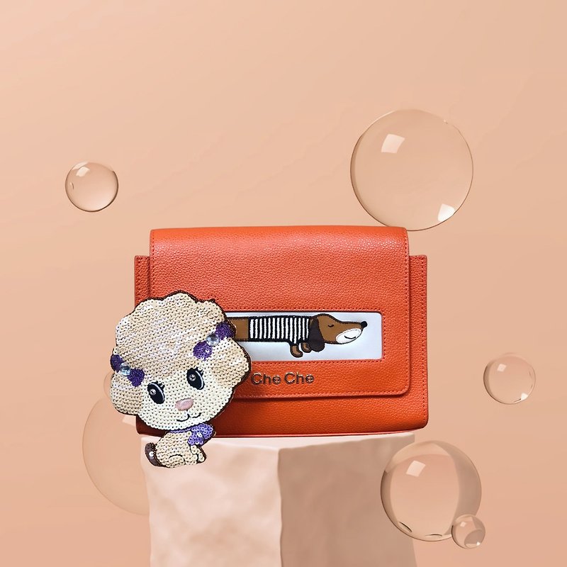 小皮袋 + 零钱包优惠套装 - 侧背包/斜挎包 - 真皮 橘色
