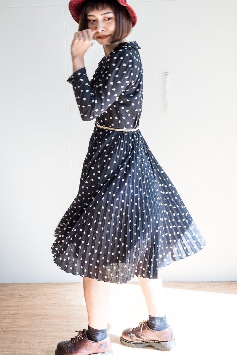 Vintage / 长袖洋装 no.12 - 洋装/连衣裙 - 聚酯纤维 黑色