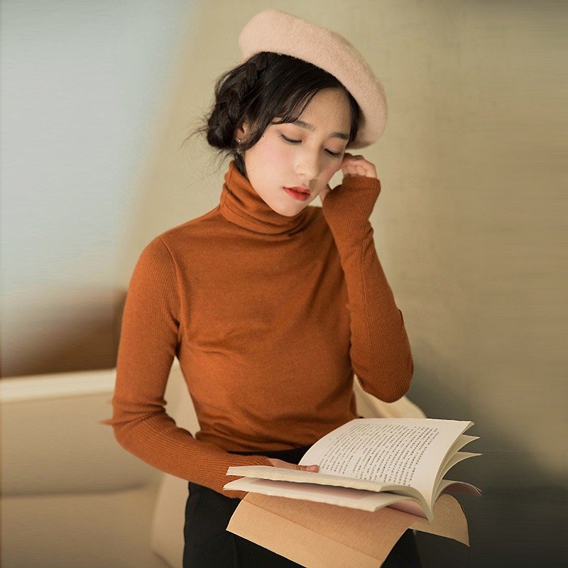 安妮陈2017冬装新款女士纯色高领针织衫 - 女装针织衫/毛衣 - 其他材质 红色