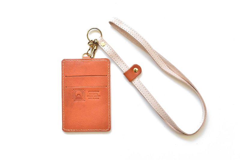 栃木レザー パスケース ID/ICケース Pass/ID case with strap 日本製 【Orange】JAK045 - 证件套/卡套 - 真皮 橘色