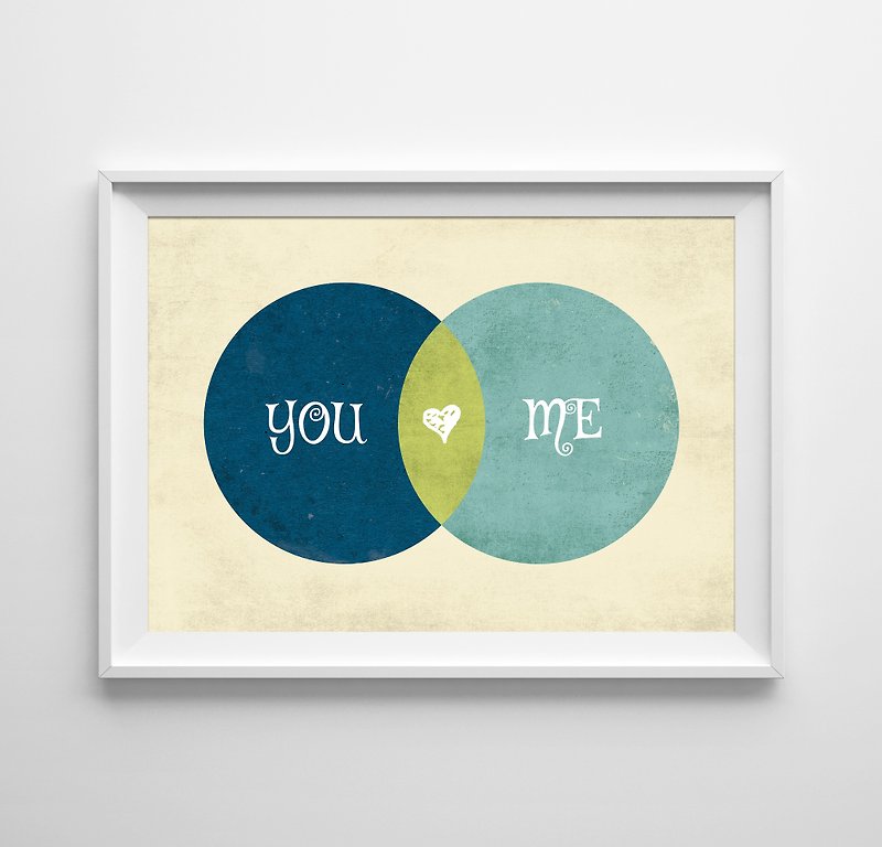 You and Me (1) 可定制化 挂画 海报 - 墙贴/壁贴 - 纸 蓝色