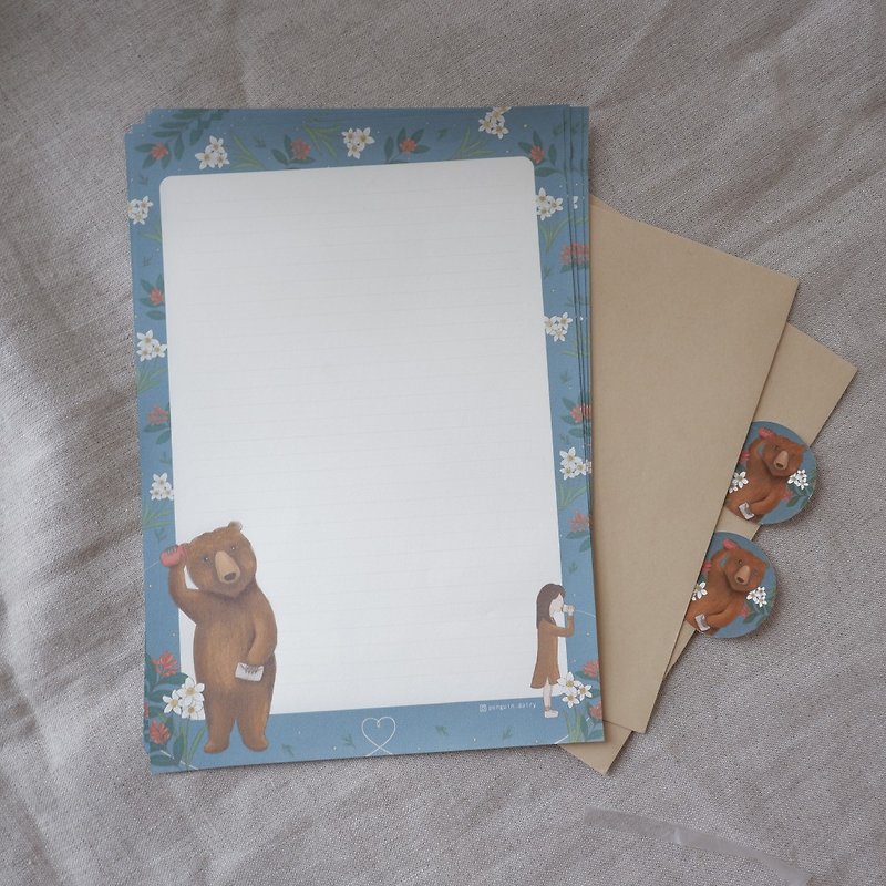 动物信纸套装 | 棕熊信纸 - 信封/信纸 - 纸 