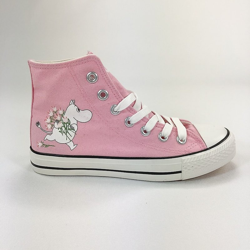 Moomin授权-帆布鞋 (粉鞋白带/女鞋限定)-AE12 - 女款休闲鞋 - 棉．麻 粉红色
