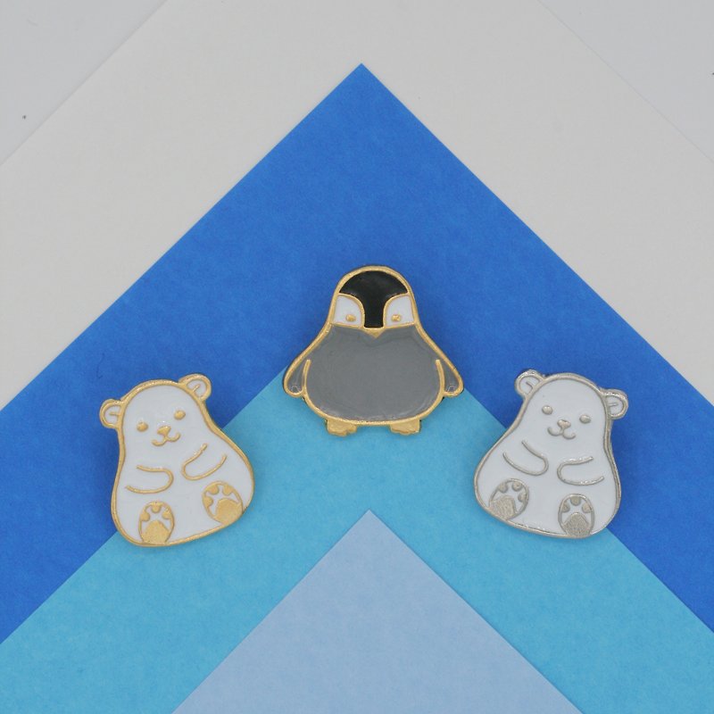 Arctic Animal Lapel Pin (Polar Bear; 2 colors option) - 胸针 - 其他金属 金色