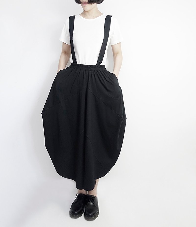 I . A . N Design 黑色有机棉吊带裙 Organic Cotton - 裙子 - 棉．麻 黑色