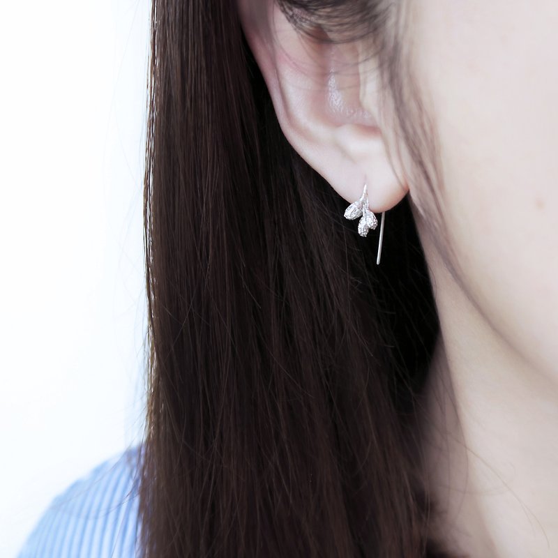 森林系 925纯银 小果实 耳环或耳夹 一对 免费送礼包装 - 耳环/耳夹 - 纯银 蓝色
