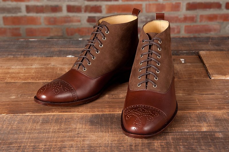 巴尔莫勒尔皮底靴 深咖啡 绅士鞋 靴子 男靴 男 - 男款靴子 - 真皮 咖啡色