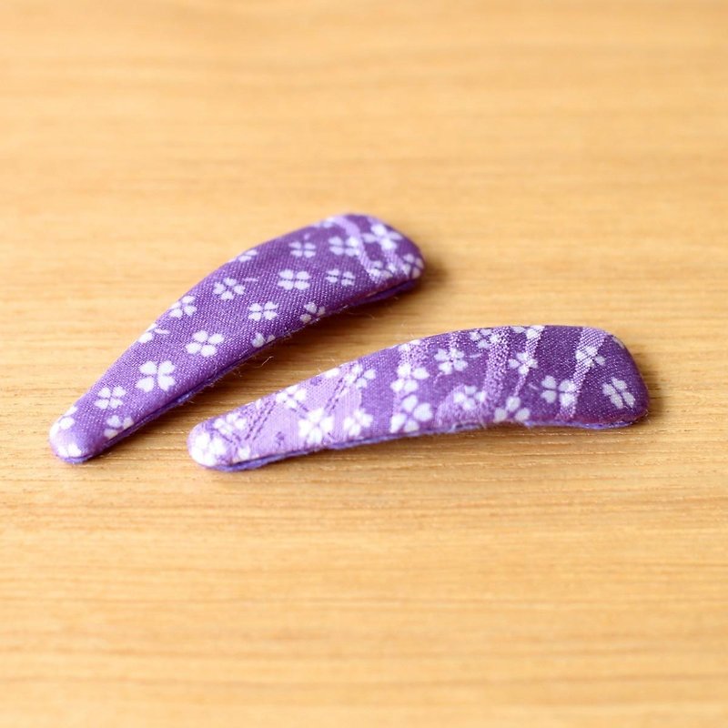 幸せ髪飾り　きものヘアピン　花模様　絹 - 发饰 - 丝．绢 紫色