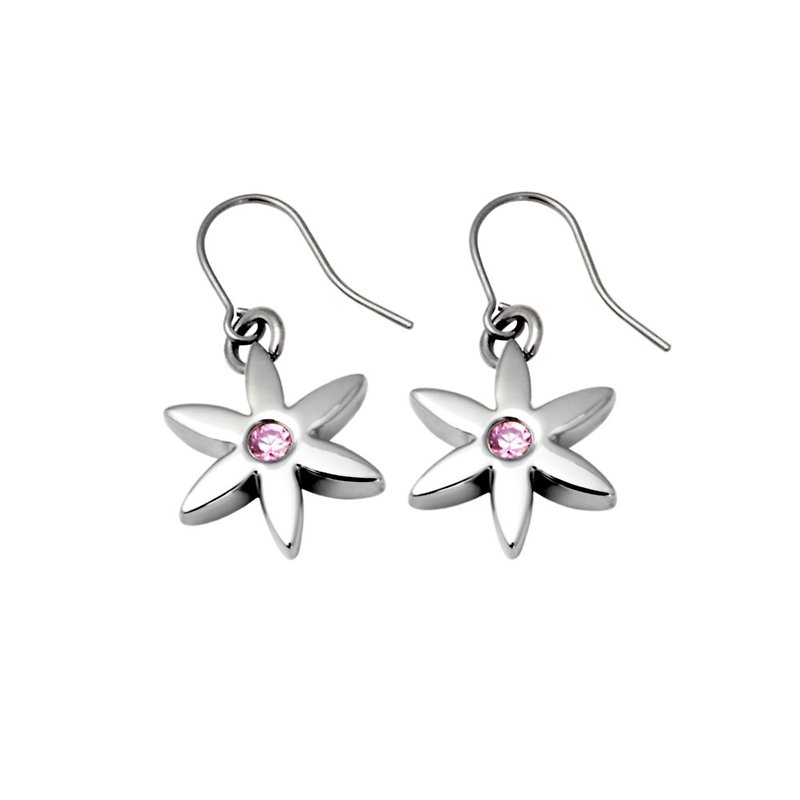 花漾年华(M)-晶钻版-甜心粉红 纯钛耳环一对 买即赠钛贴两粒 - 耳环/耳夹 - 其他金属 粉红色