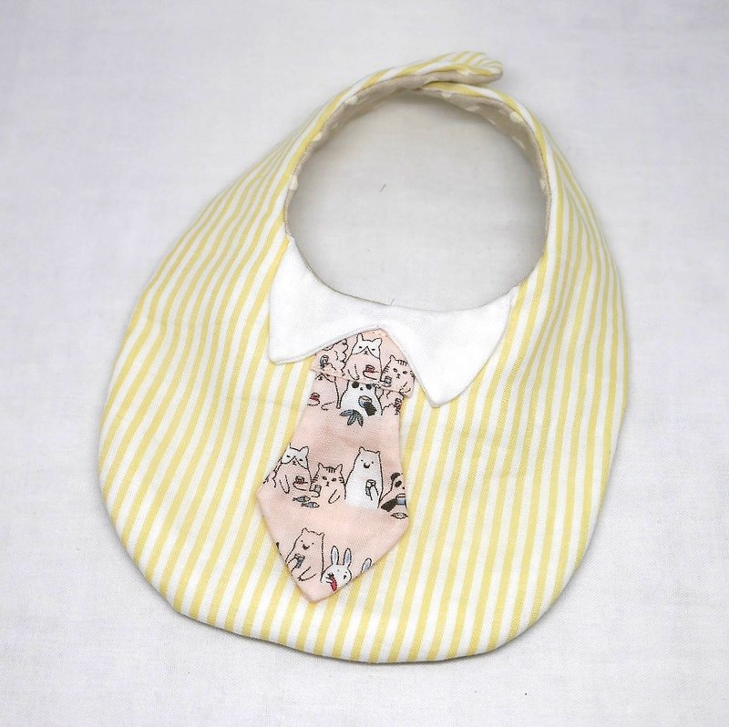 Japanese Handmade 8-layer-gauze Baby Bib / with tie - 围嘴/口水巾 - 棉．麻 黄色