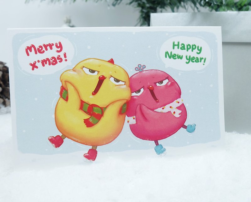 Warbie X'Mas Card : Warbie&phebie on ice ( Merry christmas & Happy new year) - 卡片/明信片 - 纸 白色