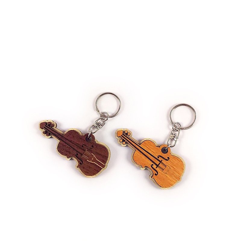 【教师节礼物】木雕钥匙圈-提琴 - 钥匙链/钥匙包 - 木头 咖啡色