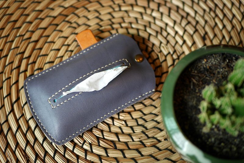 Tissue Pouch / Tissue Pocket Handmade Genuine Leather - 其他 - 真皮 蓝色