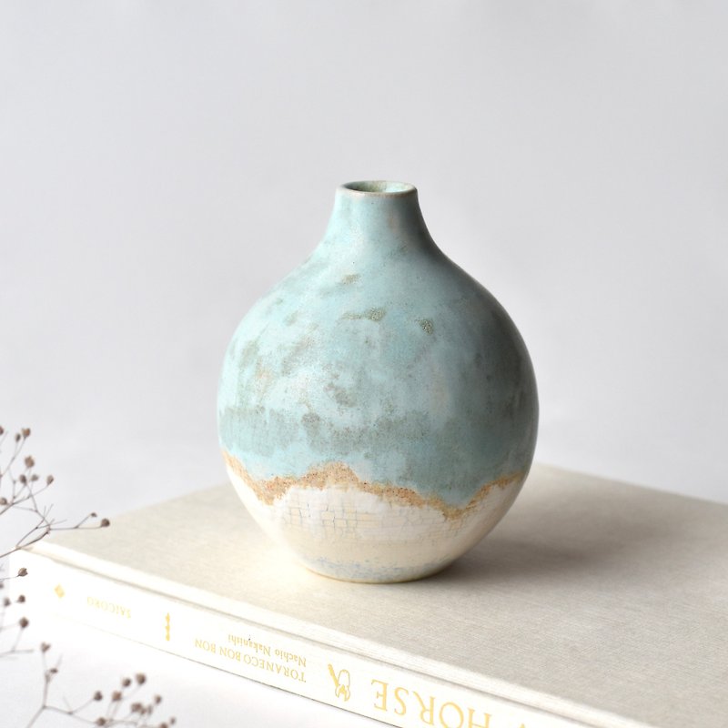 Water stone small vase・一点物 - 花瓶/陶器 - 陶 蓝色