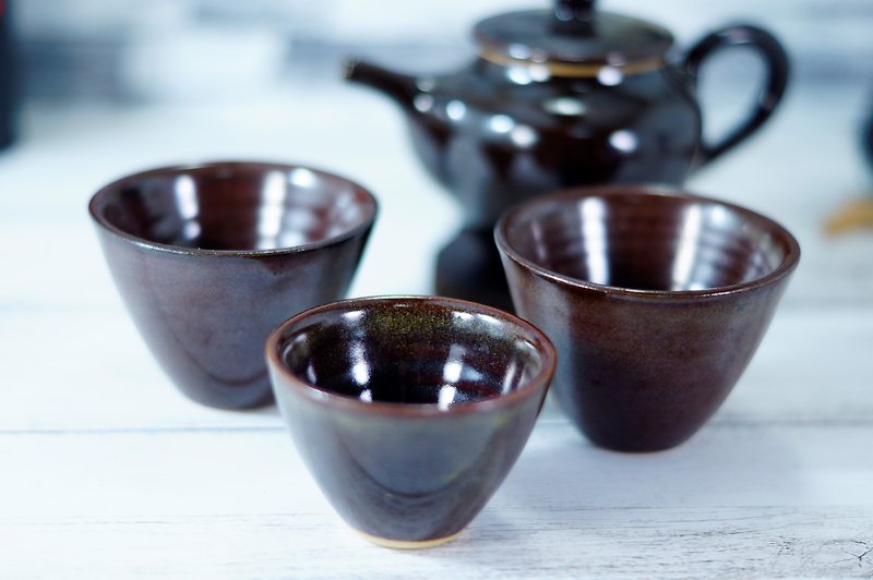 深色茶具组、乌金茶壶-容量约150ml茶叶末茶杯-容量约90,50ml - 茶具/茶杯 - 陶 多色