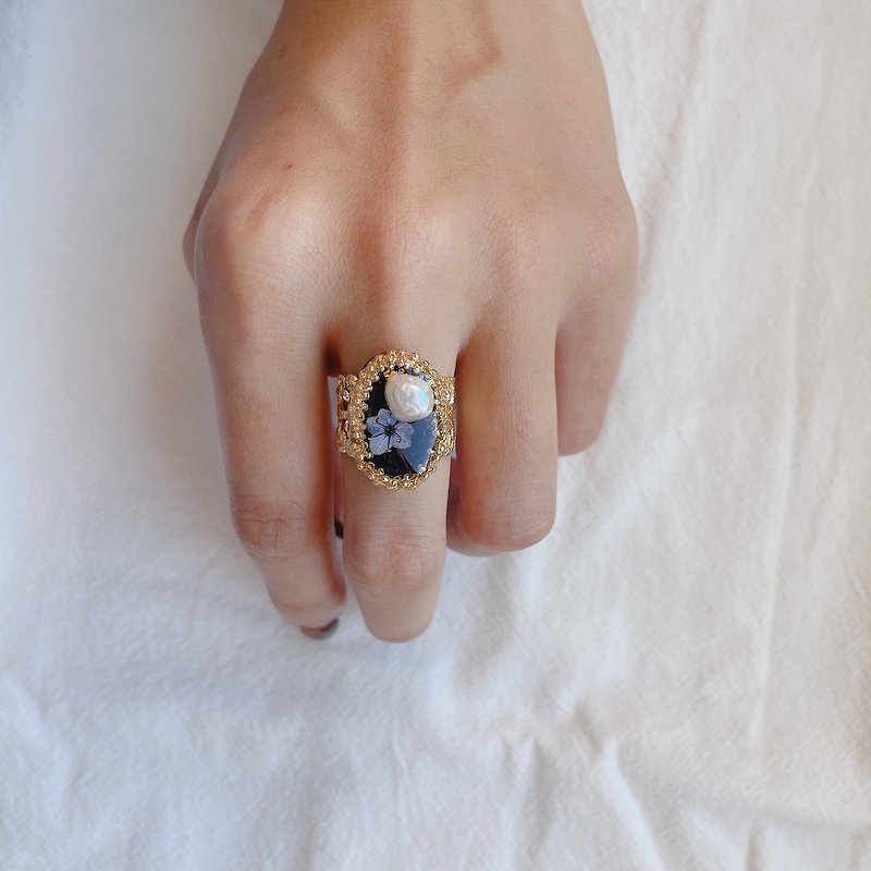 藏蓝色复古戒指 uv饰品 - 戒指 - 树脂 蓝色