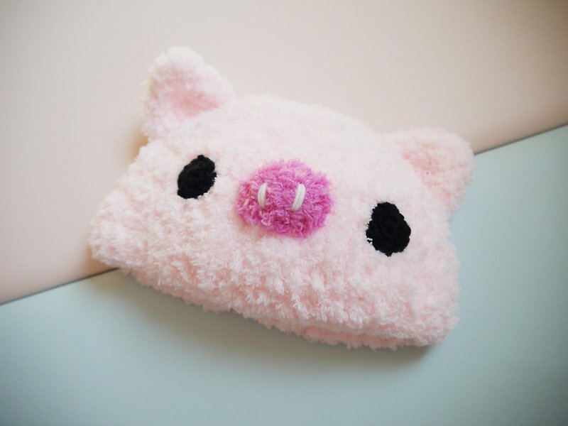 宝宝帽 小猪造型毛帽 万圣节装扮  弥月礼 - 围嘴/口水巾 - 聚酯纤维 粉红色
