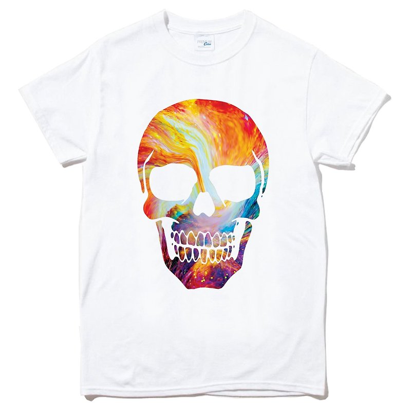 Skull Shot短袖T恤 白色 骷髅 抽象 文青 艺术 设计 时髦 文字 时尚 - 男装上衣/T 恤 - 棉．麻 白色