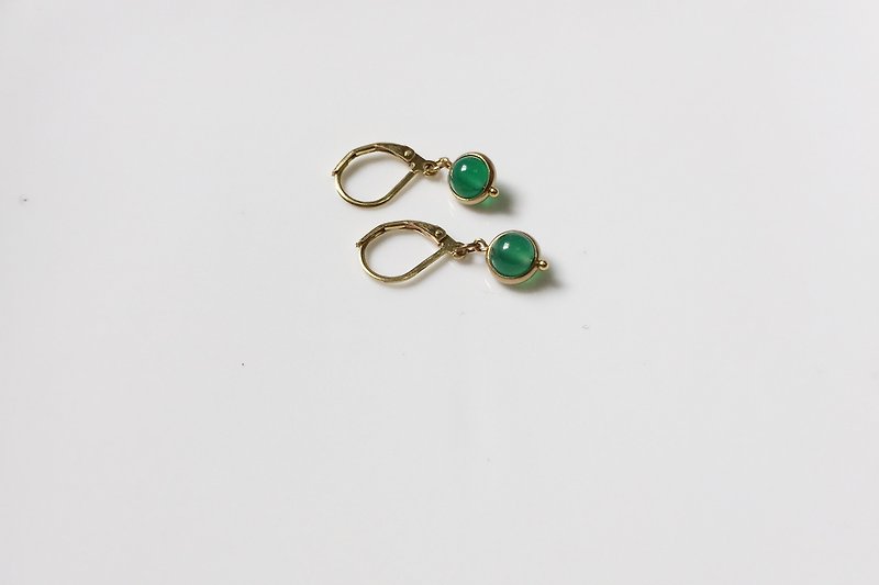 绿圈圈 玛瑙黄铜造型耳环 - 耳环/耳夹 - 其他金属 绿色