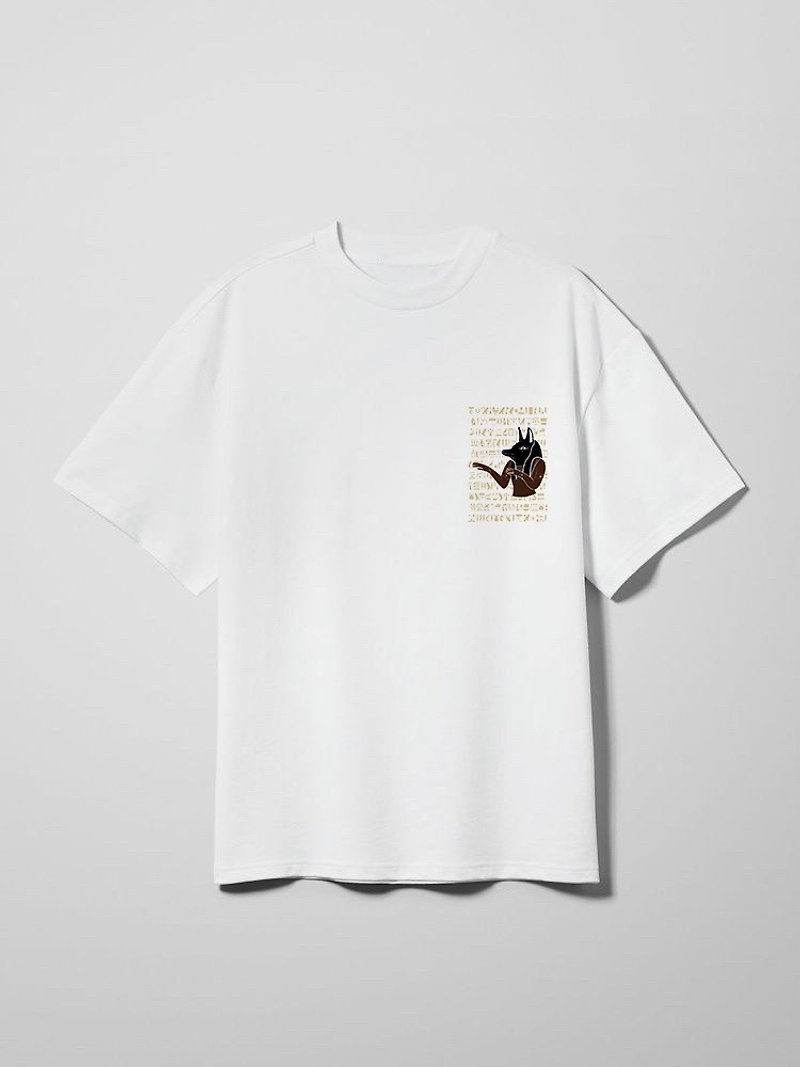 Anubis 原创印刷刺绣T恤  中性版型 100% 纯棉 - 男装上衣/T 恤 - 棉．麻 白色