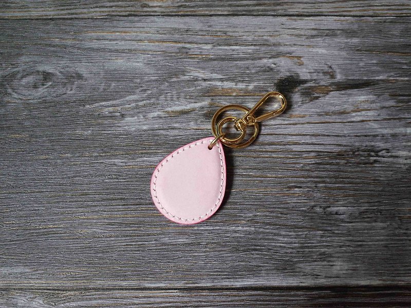 造型悠游卡 晶片吊饰－水滴造型款－擦蜡樱花红 - 钥匙链/钥匙包 - 真皮 粉红色