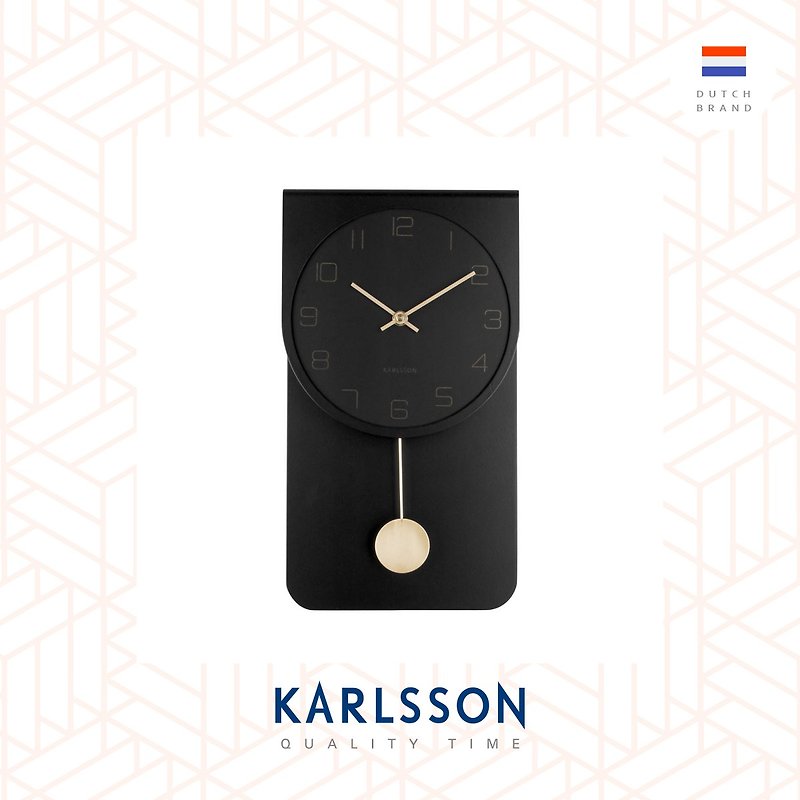 荷兰Karlsson, Casa系列黑色摇摆挂钟Wall clock Casa pendulum - 时钟/闹钟 - 木头 