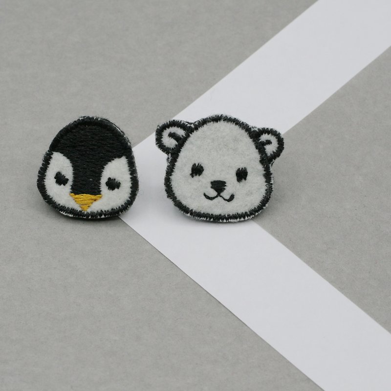 Arctic Set Iron Patch (Penguin and Polar bear, set of 2) - 编织/刺绣/羊毛毡/裁缝 - 绣线 白色