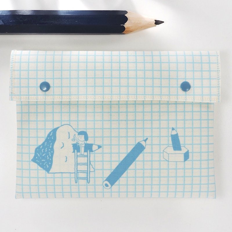 【小瑕疵版】铅笔格子 / 手帐文具收纳包 - 手拿包 - 其他人造纤维 蓝色