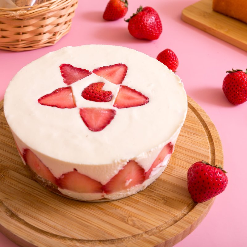 浓情草莓生奶酪蛋糕/无加糖无淀粉甜点/草莓季 - 蛋糕/甜点 - 新鲜食材 红色