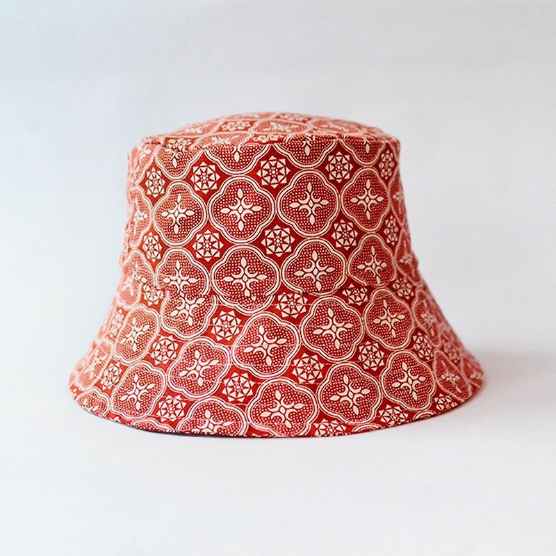 遮阳渔夫帽/玻璃海棠/名伶深红 - 帽子 - 棉．麻 红色