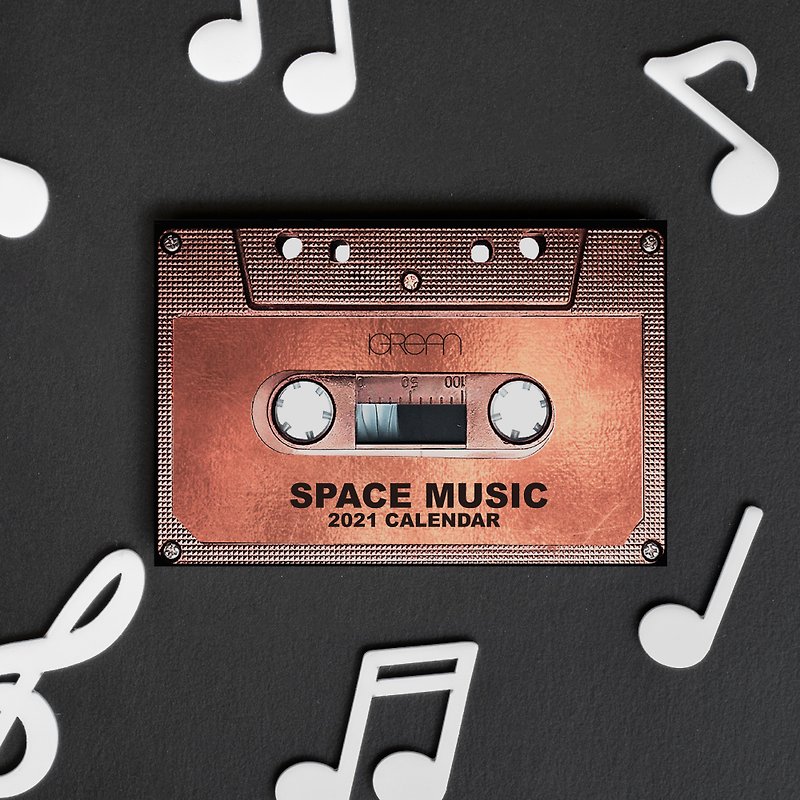 2021 磁带月历卡 送相框 太空星际音乐歌曲插画 圣诞节交换礼物 - 年历/台历 - 纸 银色