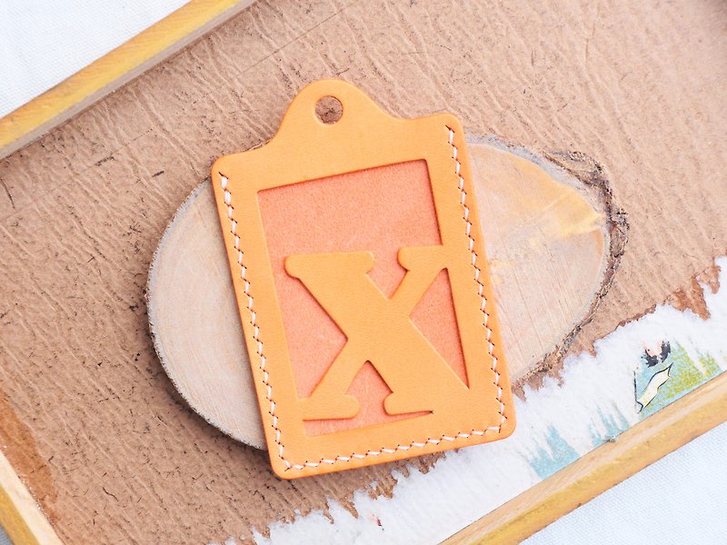 头文字 X 字母证件套 好好缝 皮革材料包 卡片夹 名片夹 免费刻名 - 证件套/卡套 - 真皮 橘色